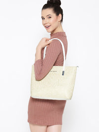 Lino Perros Cream-Coloured Self Design Shoulder Bag