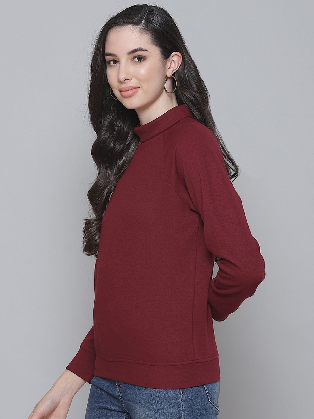SASSAFRAS Maroon Ribbed Regular Winter Top