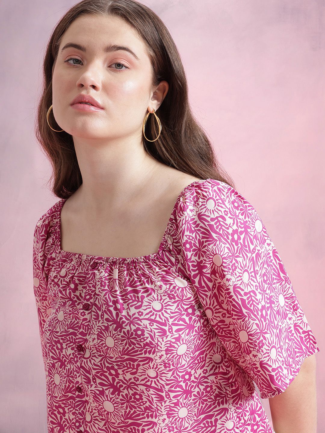 DressBerry Floral Print Flared Sleeves Top