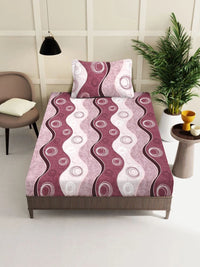 Moda Rapido X KLOTTHE Pink & White Geometric 300 TC Single Bedsheet with 1 Pillow Covers