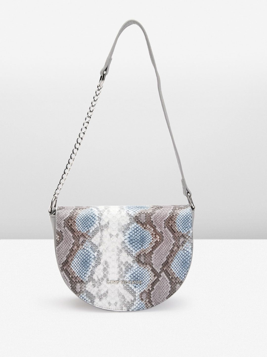 Lino Perros Snake Skin Textured Structured Shoulder Bag