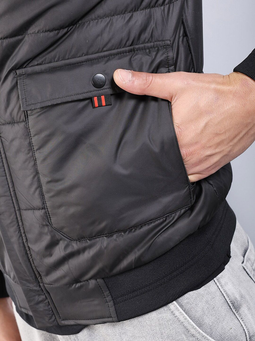 Jaket Puffer Fit Biasa Indian Garage Co Men dengan Tudung boleh tanggal