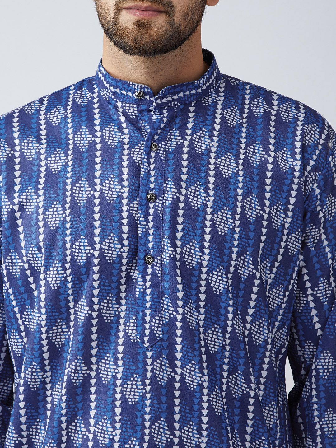 SOJANYA Men Blue Printed Straight Kurta