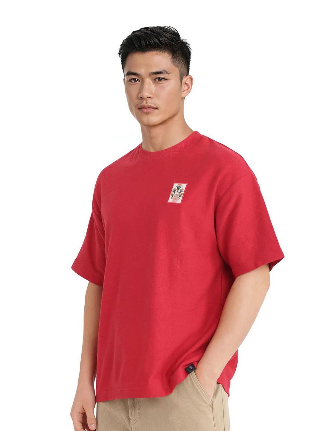 RARE RABBIT Men Graphic Printed Round Neck Cotton Oversized T-shirt