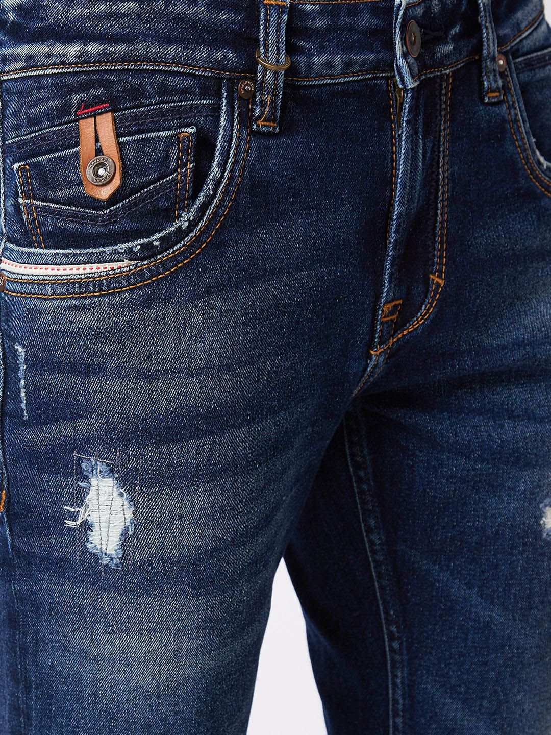 SPYKAR Men Mid-Rise Mildly Distressed Heavy Fade Ripped Jeans