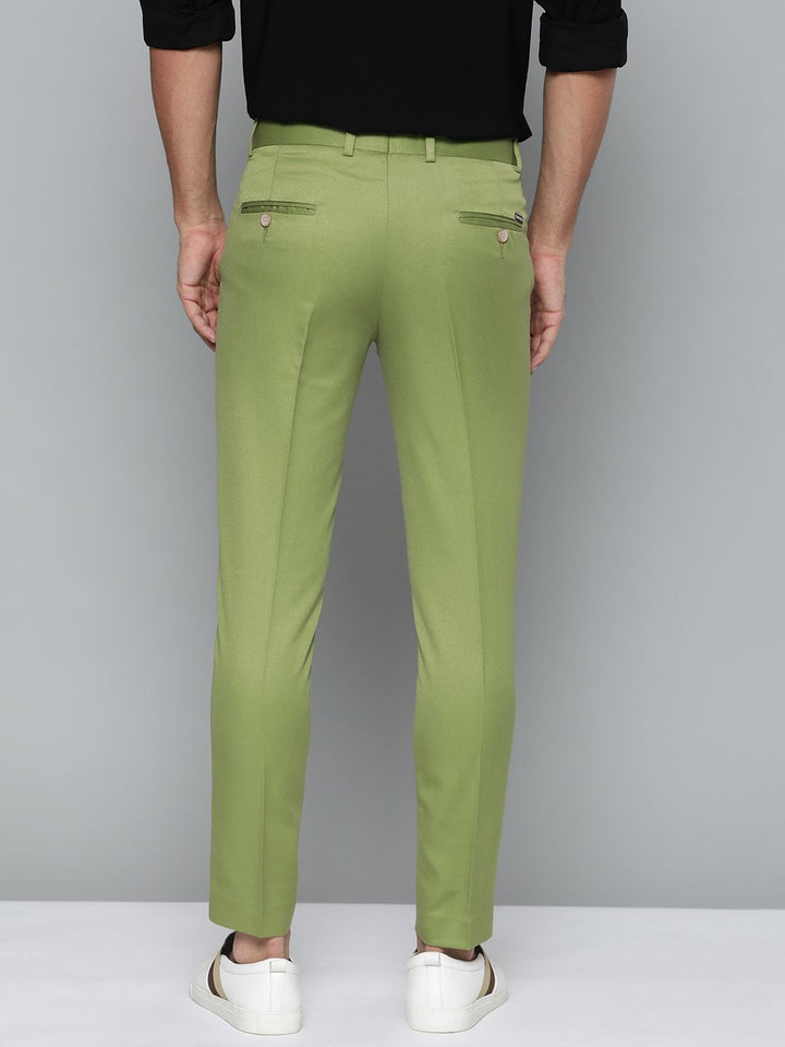 DENNISON Men Green Smart Tapered Fit Easy Wash Trousers