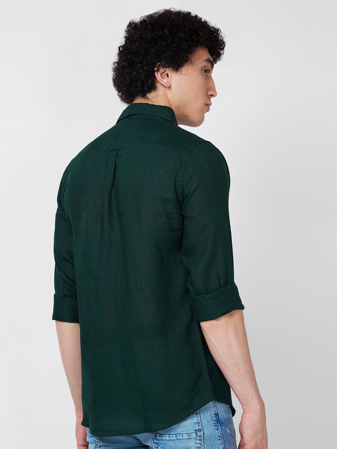 SPYKAR Spread Collar Linen Casual Shirt