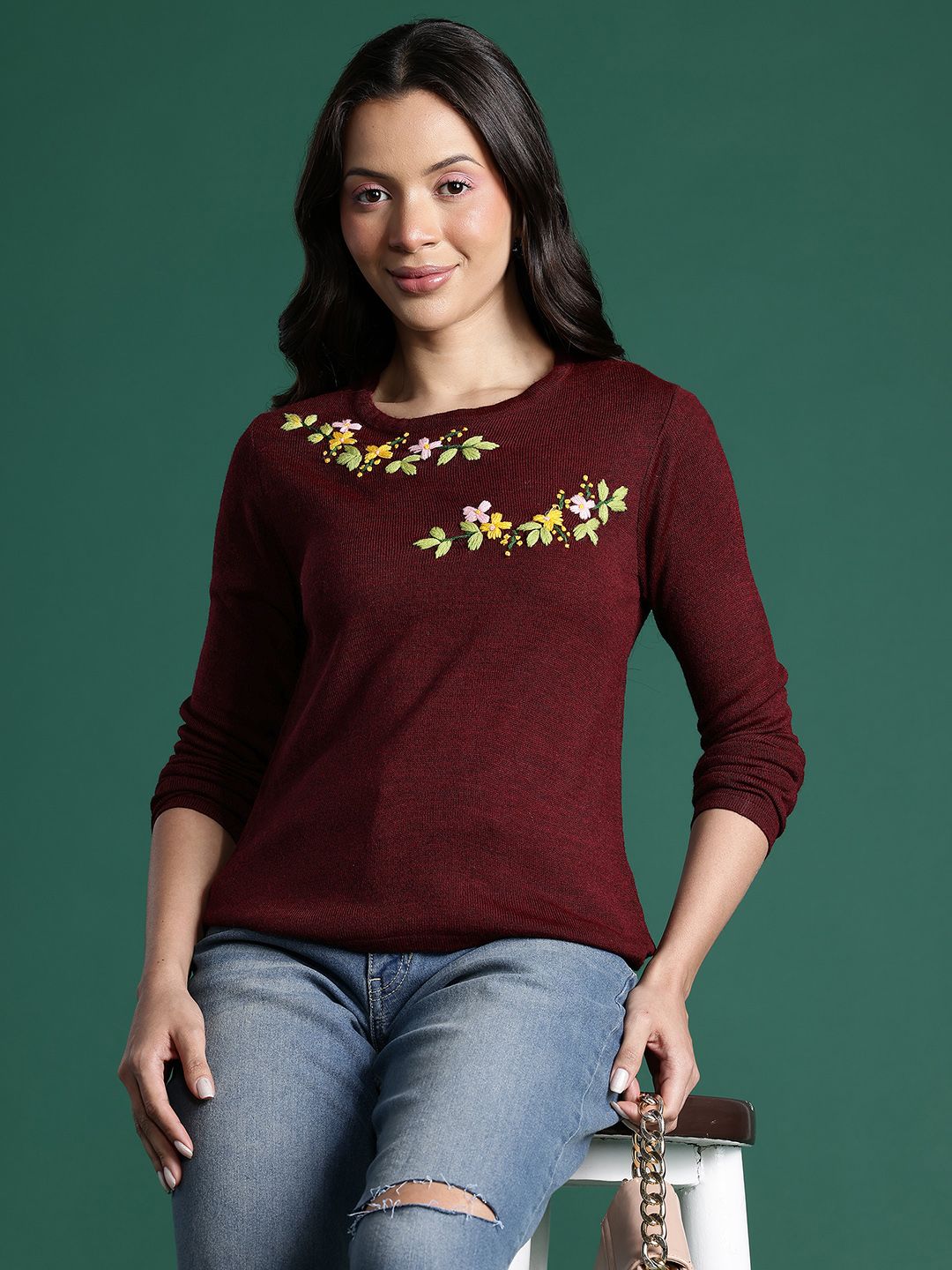 Pullover akrilik sulaman dressberry