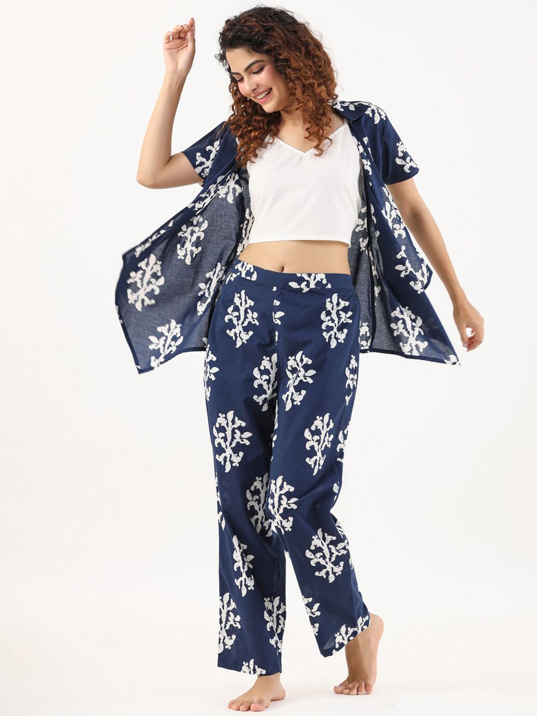 SANSKRUTIHOMES Floral Printed Pure Cotton Night suit