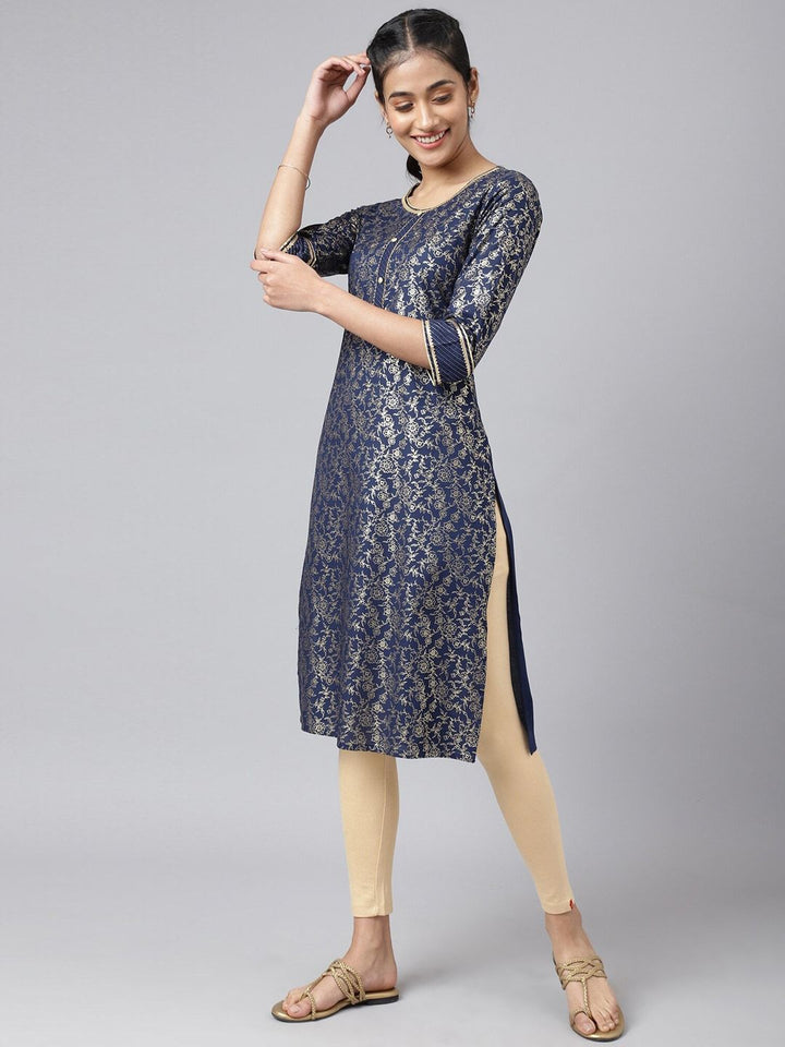 AURELIA Women Blue Ethnic Motifs Printed Kurta