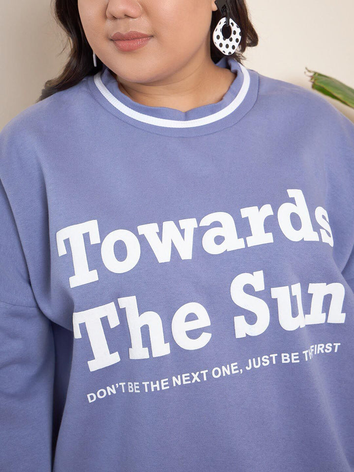 CURVY STREET Plus Size Typography Printed Pure Cotton Pullover