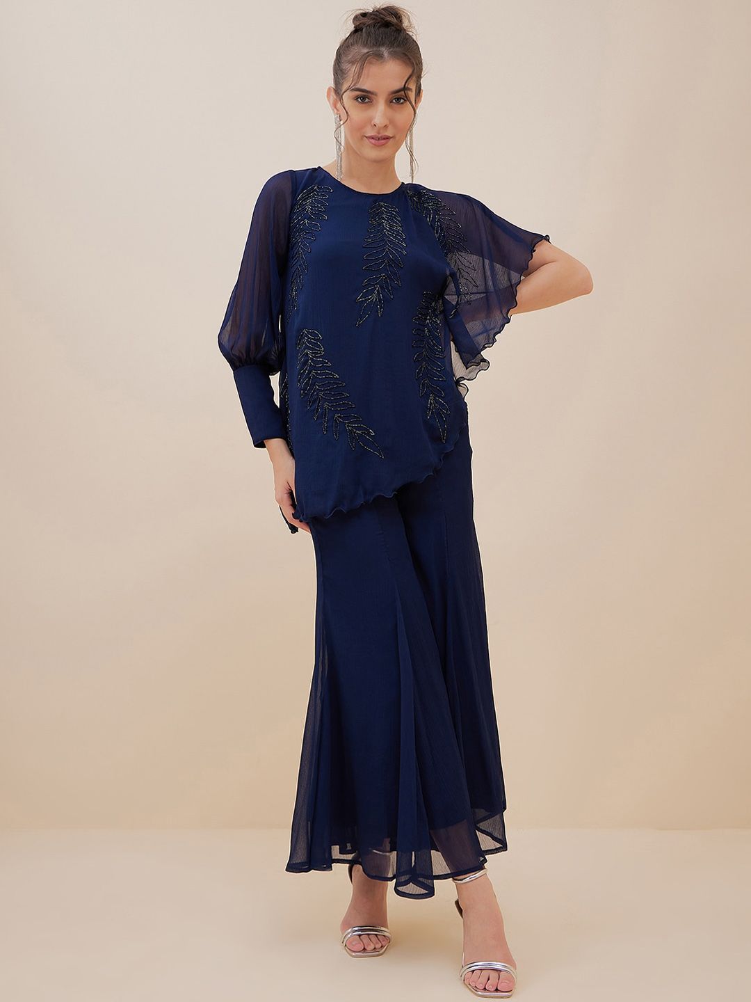 Antheaa Embellished Tunic With Palazzos