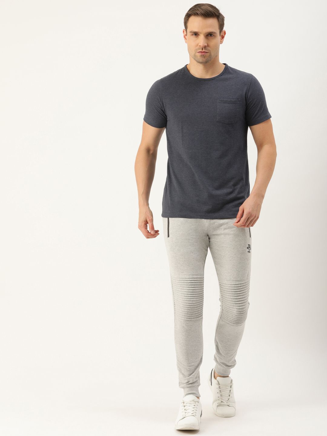 The Indian Garage Co Men White Solid Slim Fit Jogger
