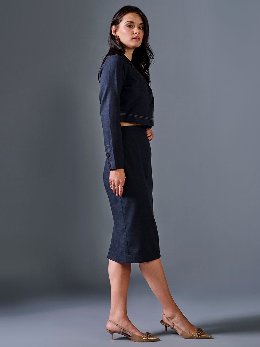 AND Women Solid A-Line Dress
