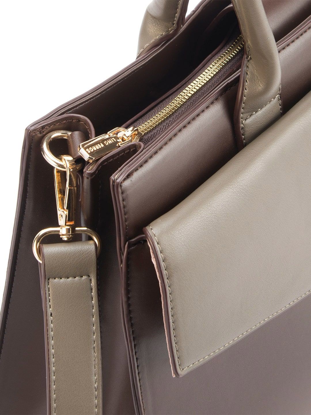 Lino Perros Colourblocked Oversized Structured Satchel with Applique