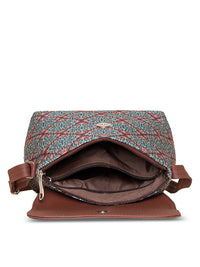 ZOUK Green Ethnic Motifs Printed Structured Sling Bag