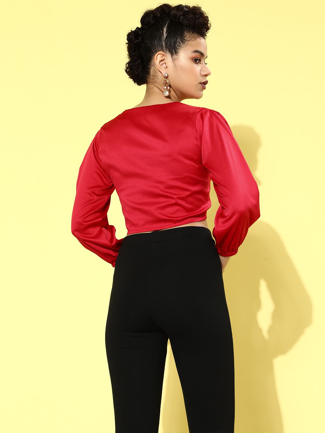 STREET 9 Women Red Solid Satin Top