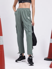 HRX by Hrithik Roshan Women Mid-Rise Cropped Lifestyle Cargos with Toggle Hem