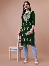 Kalini Paisley bersulam Chikankari Straight Kurta