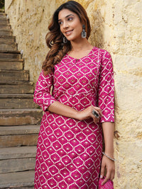 KALINI Keyhole Neck Ethnic Motifs Printed Regular Kurta with Trousers & With Dupatta