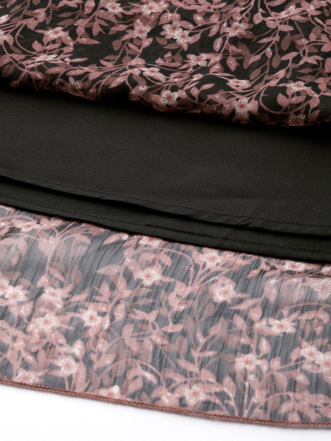 Antheaa Women Black & Mauve Floral Print Maxi Dress