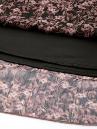 Antheaa Women Black & Mauve Floral Print Maxi Dress