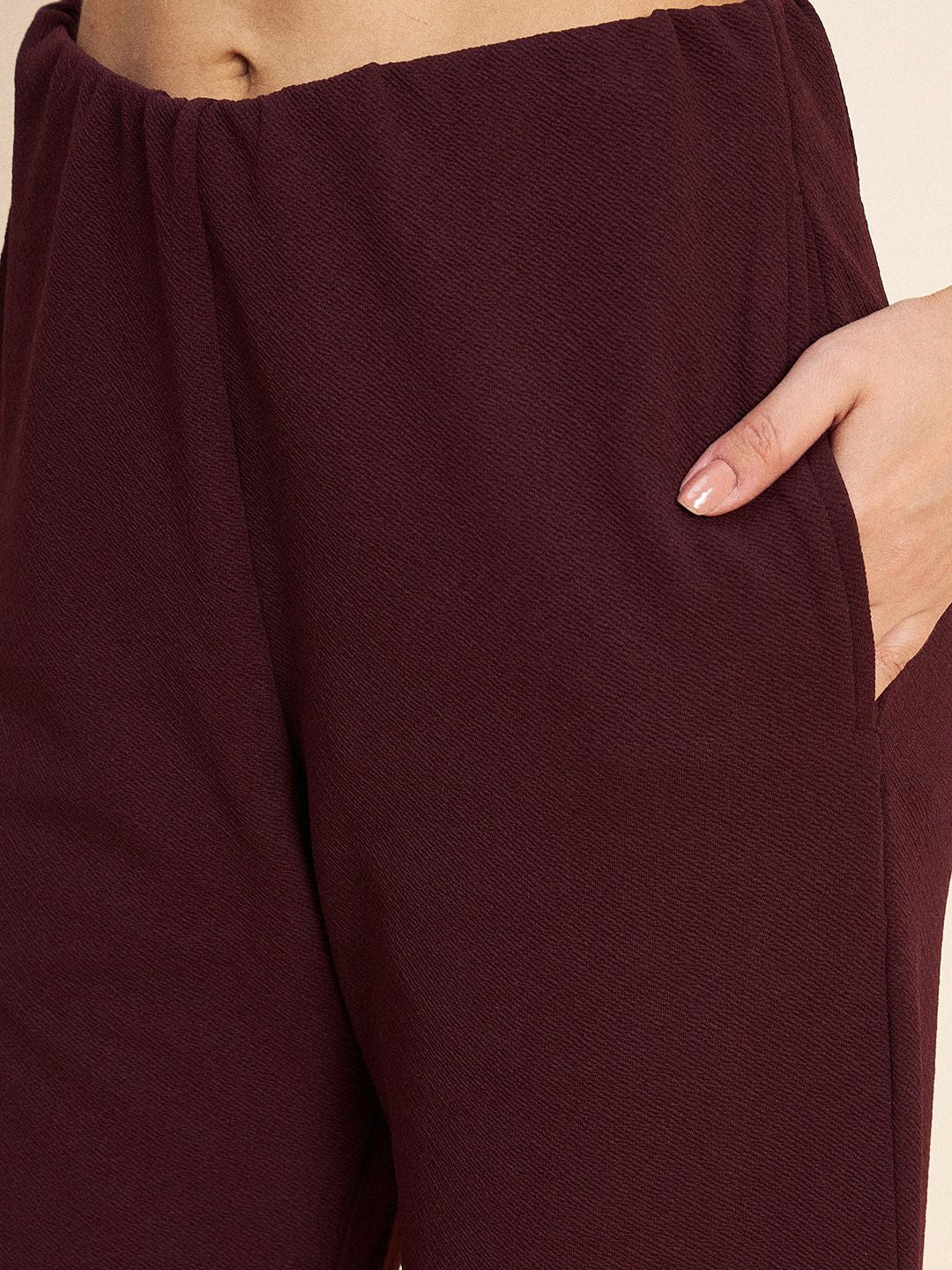 Antheaa Pink & Brown Printed Embellished Top & Trousers