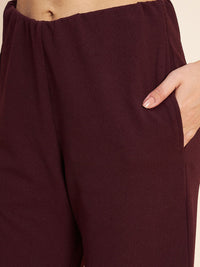 Antheaa Pink & Brown Printed Embellished Top & Trousers