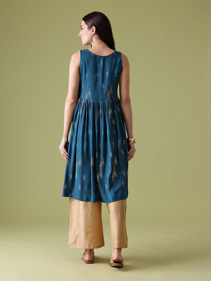 Anouk Geometric Printed Sequinned Kurta