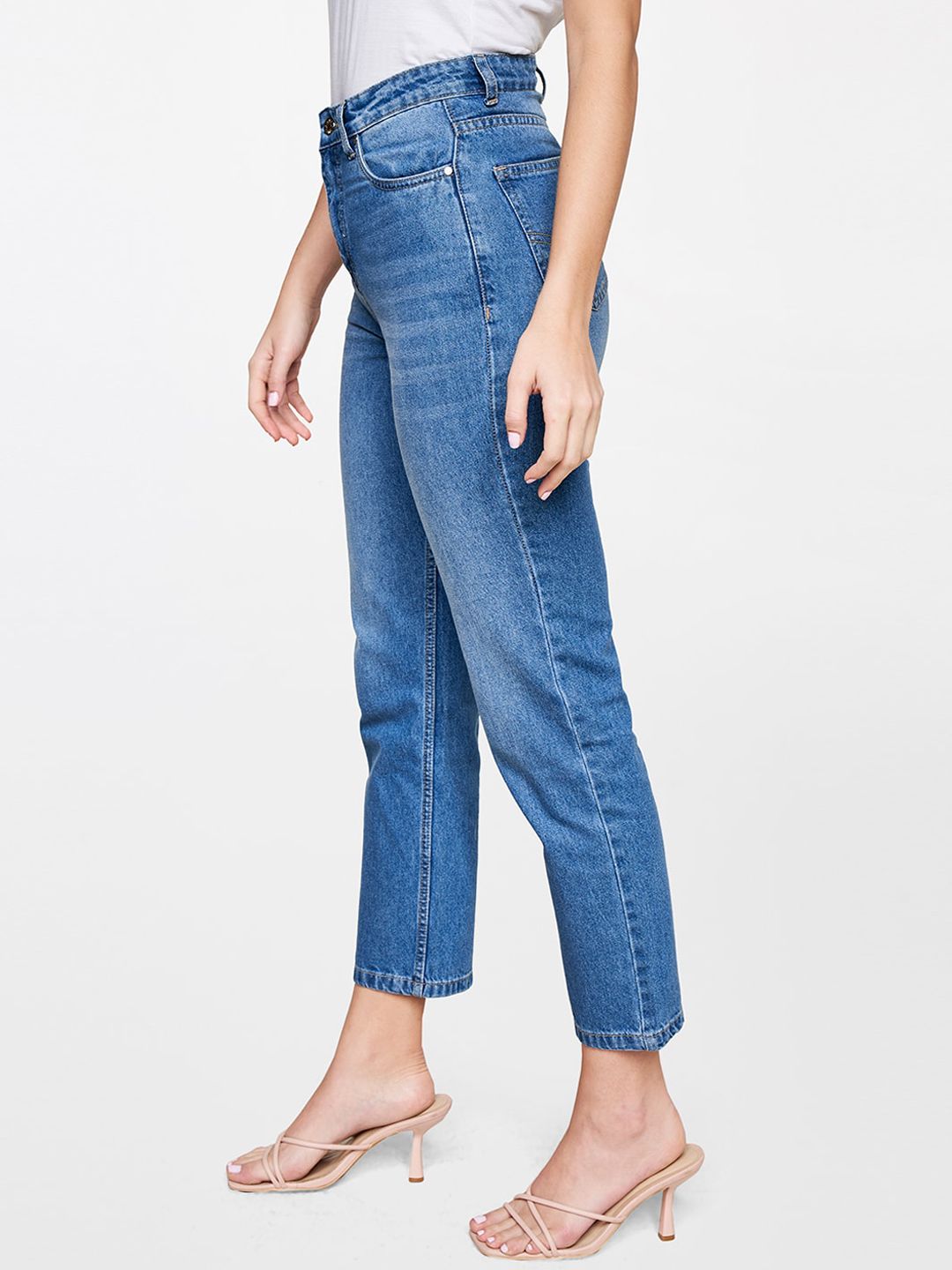 AND Women Mom Fit Cotton Trousers