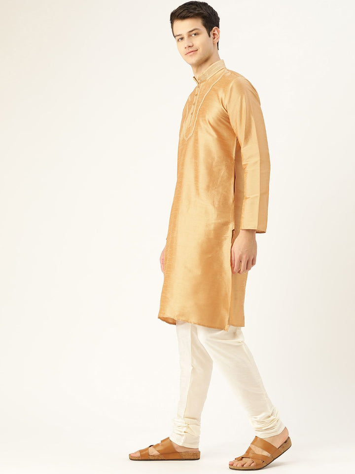SOJANYA Men Beige Solid Straight Kurta