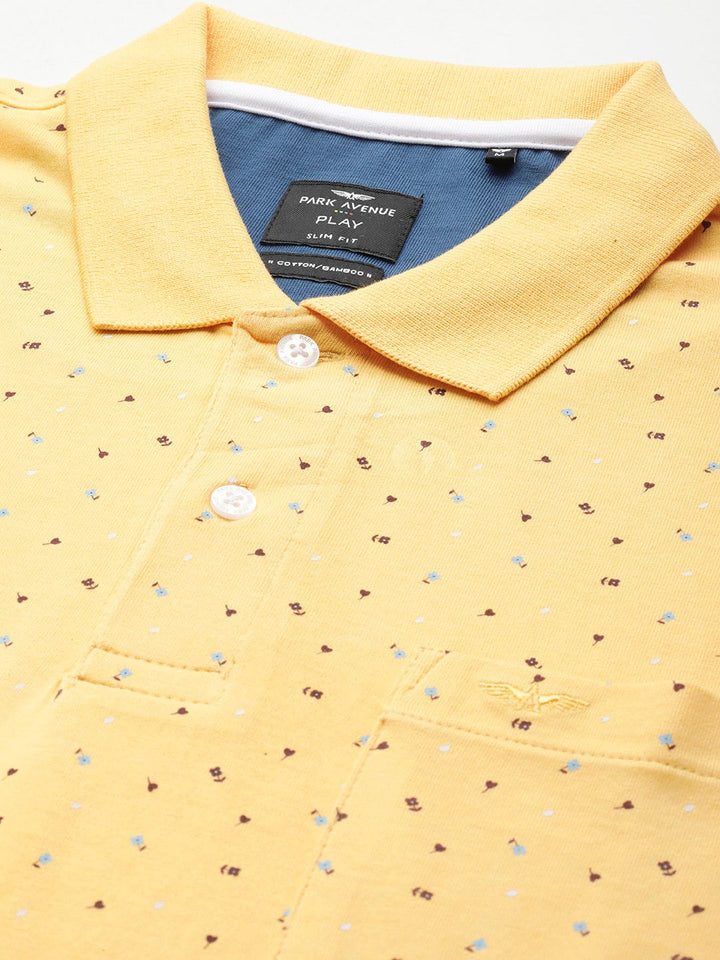 Park Avenue Men Printed Polo Collar Slim Fit T-shirt
