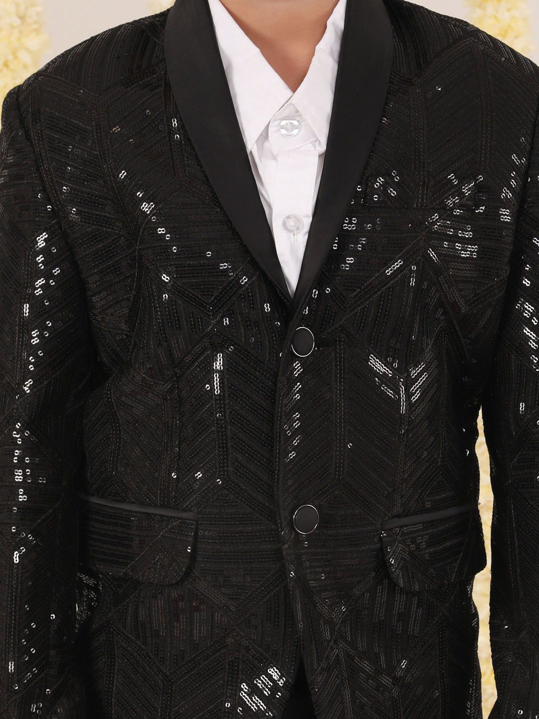 VASTRAMAY Boys Embellished Single Breasted Blazer