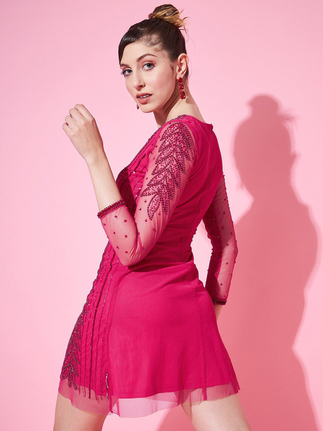 STREET 9 Women Embellished Net Sheath Mini Dress