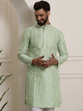 SOJANYA Self Design Thread Work Mandarin Collar Kurta