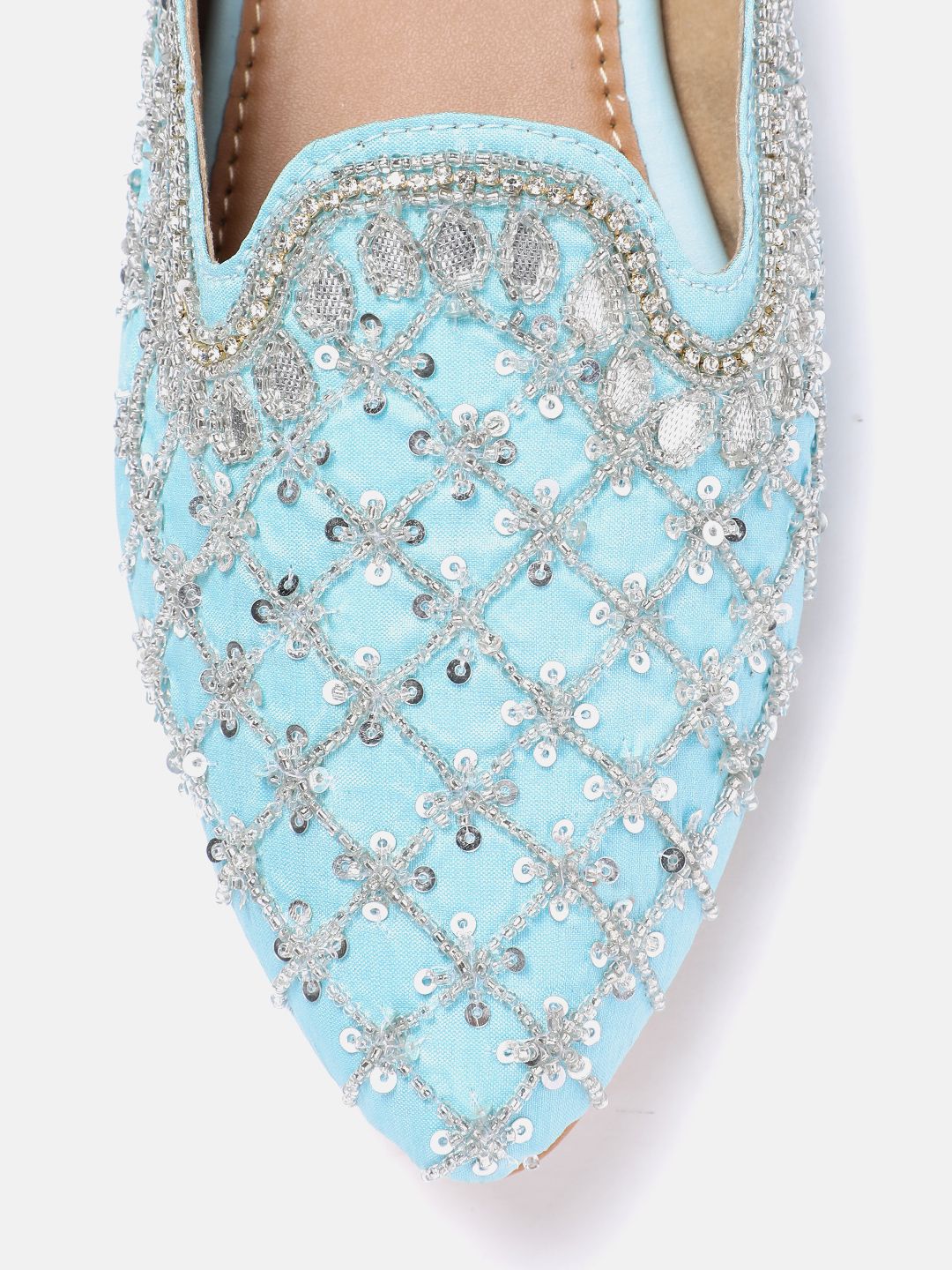 House of Pataudi Leather Embellished Ethnic Mules