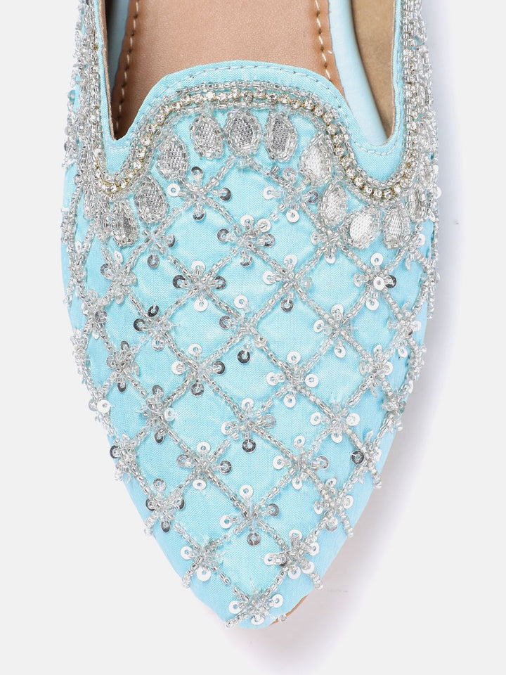 House of Pataudi Leather Embellished Ethnic Mules