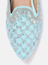 House of Pataudi Leather Embellished Ethnic Mules