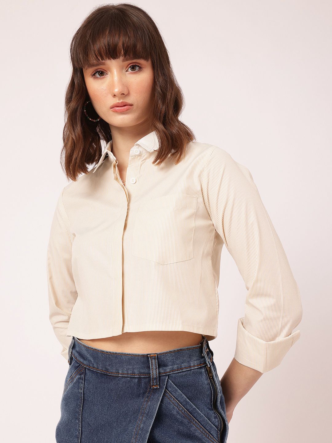 DressBerry K-Chic Pinstripes Crop Shirt