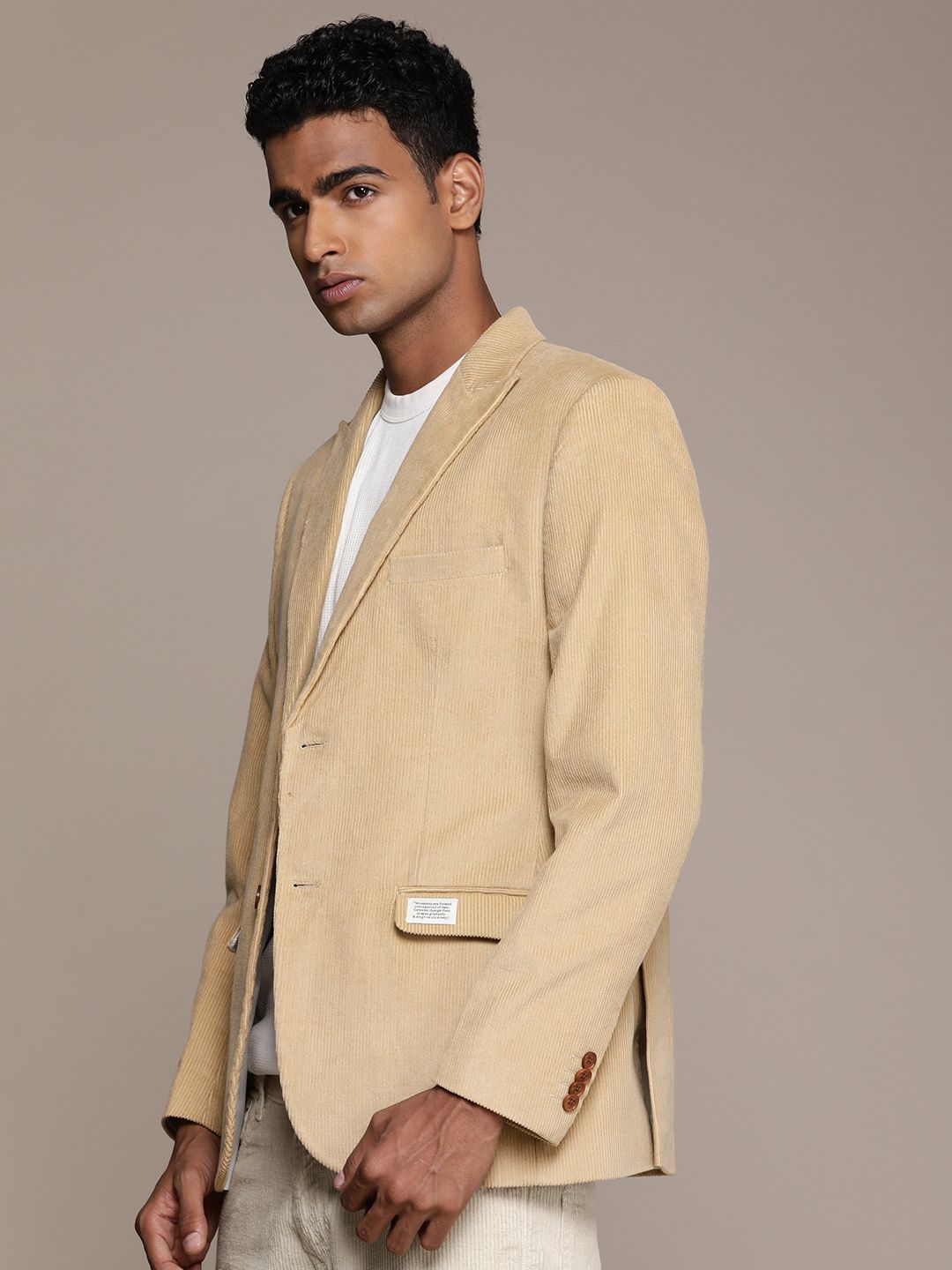 Mr Bowerbird Pure Cotton Corduroy Single-Breasted Tailored Fit Blazers
