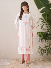 Indo Era Geometric Embroidered Thread Work Straight Kurta