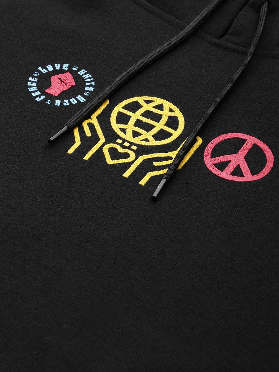 The Indian Garage Co Men Black Printed Hooded Sweatshirt