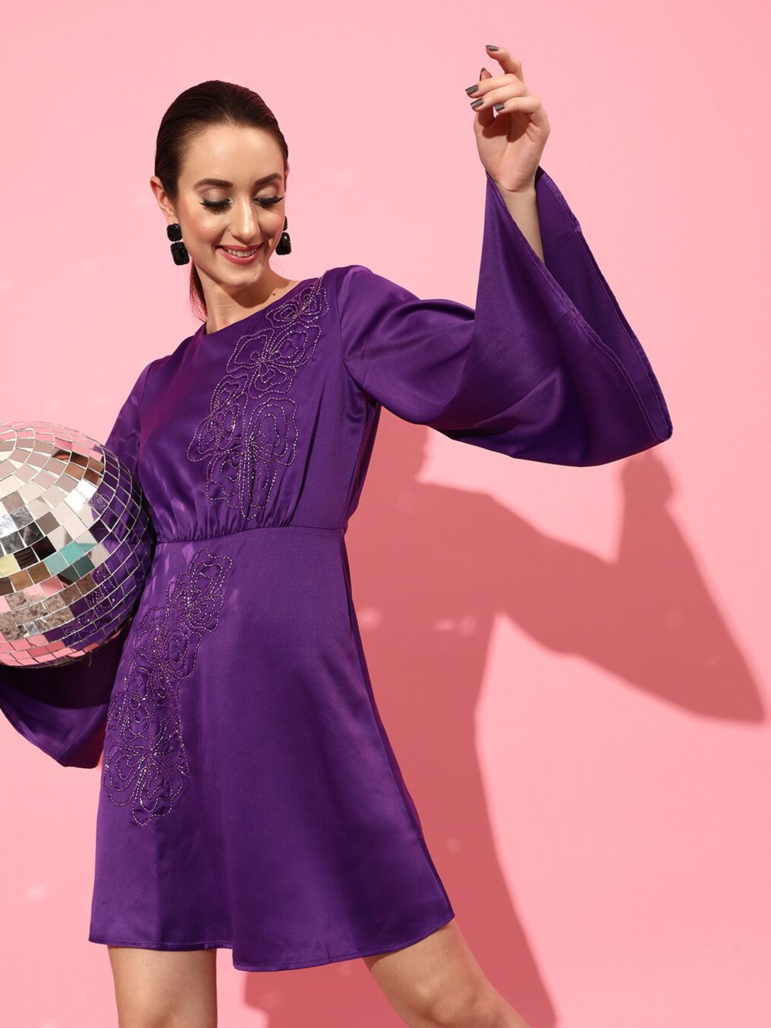 STREET 9 Women Purple Solid Dress