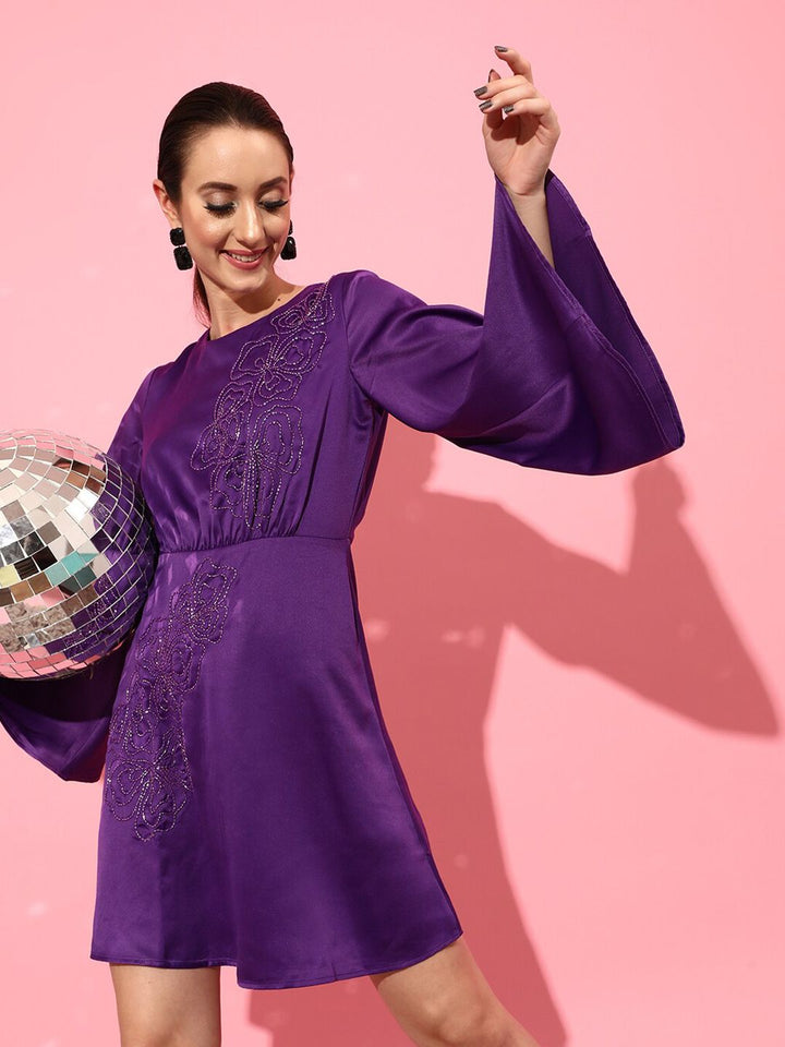 STREET 9 Women Purple Solid Dress