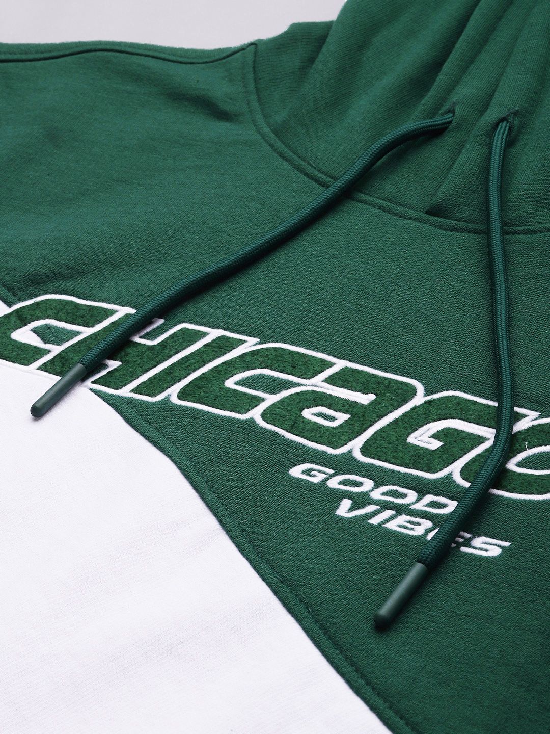 The Indian Garage Co Men Green & Orange Striped Hooded Sweatshirt