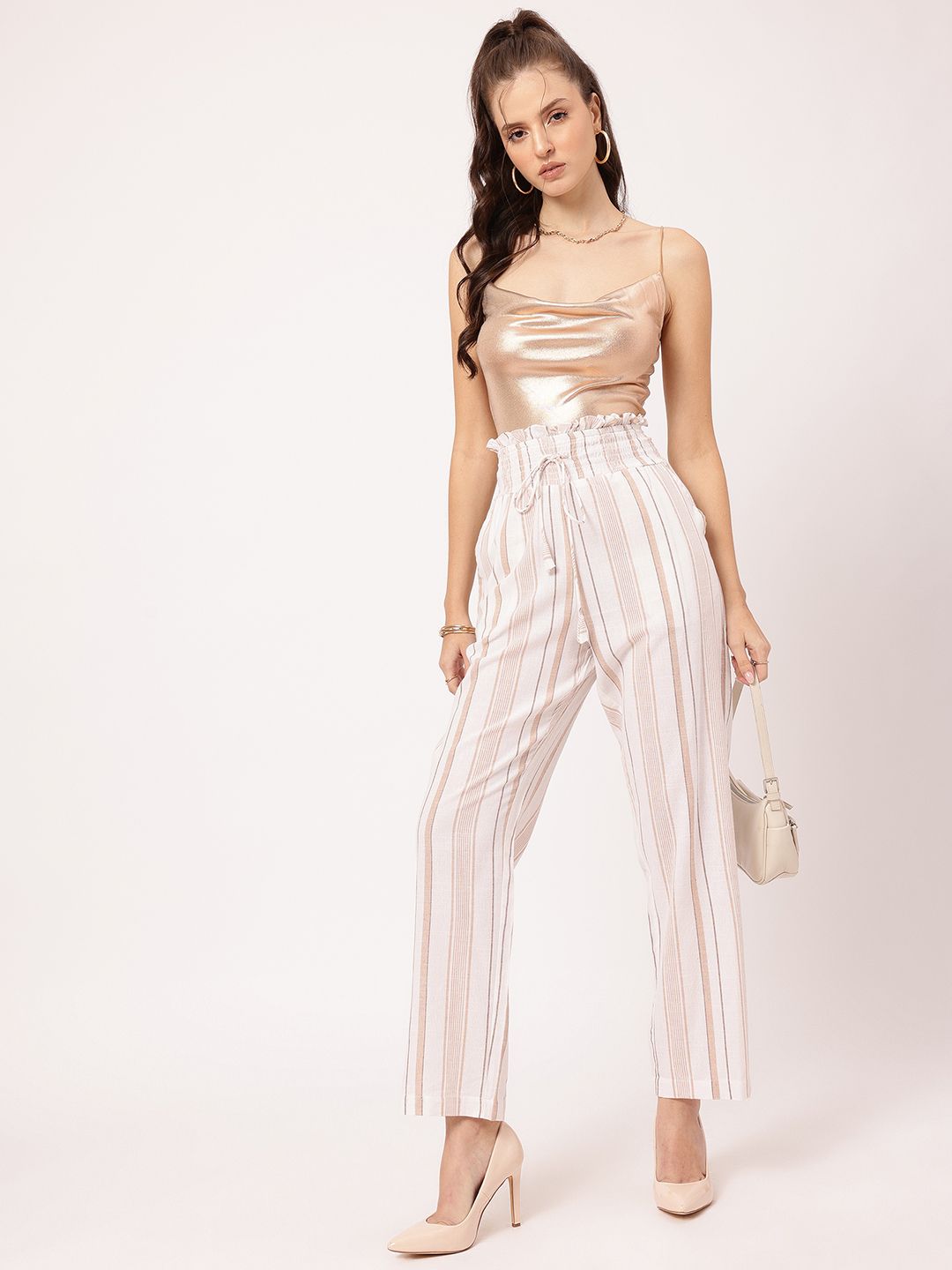 DressBerry Women Timeless Threads Striped Trousers