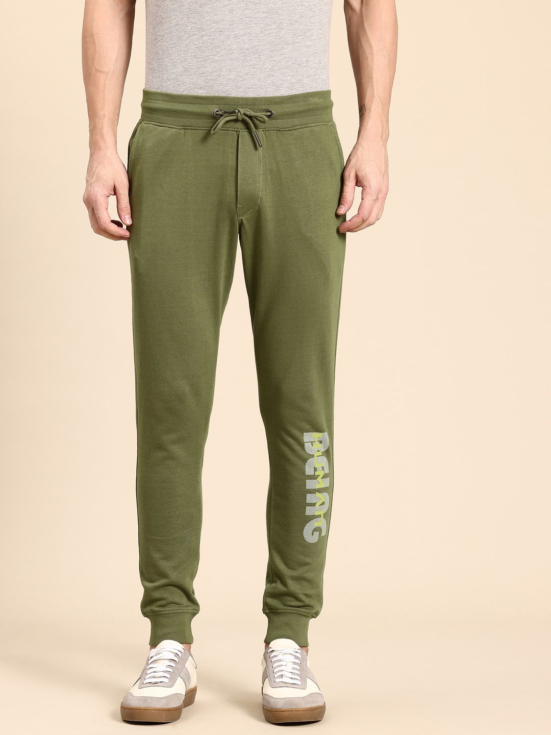 Being Human Men Pure Cotton Printed Detail Joggers