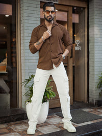 Powerlook Men Spread Collar Textured Relaxed Fit Casual Shirt