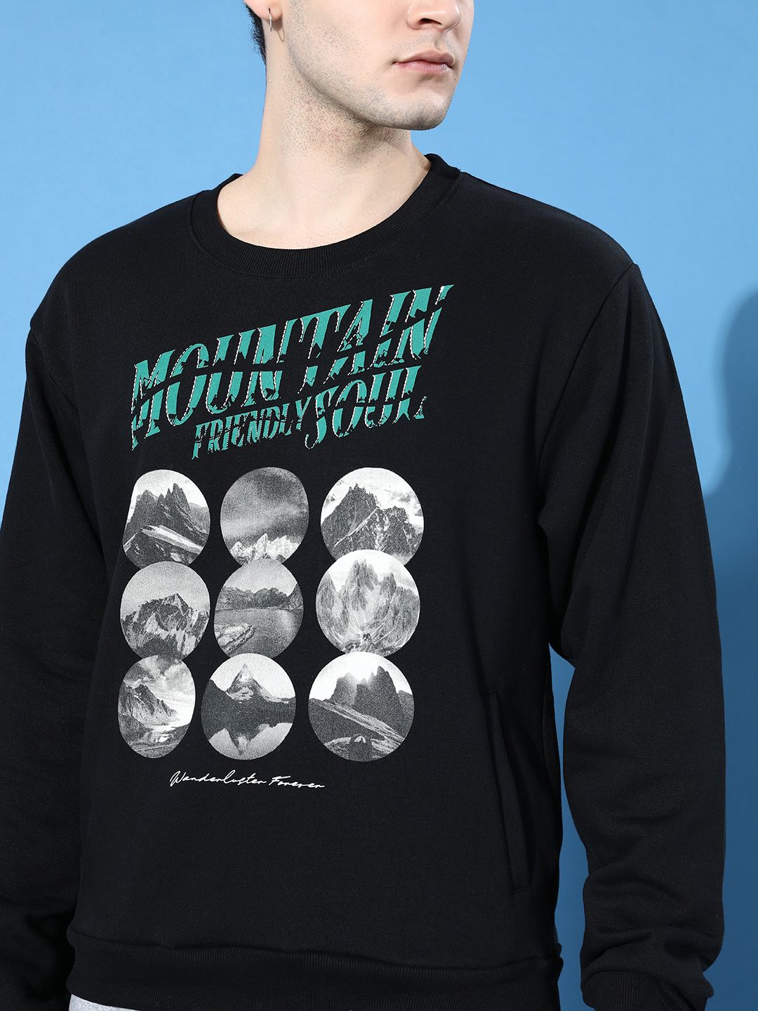 Difference of Opinion Men Printed Oversized Fleece Sweatshirt