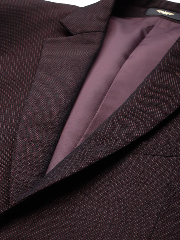 Park Avenue Self Design Super Slim Fit Single-Breasted 3-Piece Party Suit